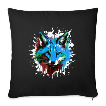 Fox Head Portrait Colorful - Sofa pillowcase 17,3'' x 17,3'' (45 x 45 cm) - black - Front