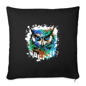 Owl Head Portrait Colorful - Sofa pillowcase 17,3'' x 17,3'' (45 x 45 cm) - black - Front