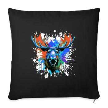 Moose Head Portrait Colorful - Sofa pillowcase 17,3'' x 17,3'' (45 x 45 cm) - black - Front
