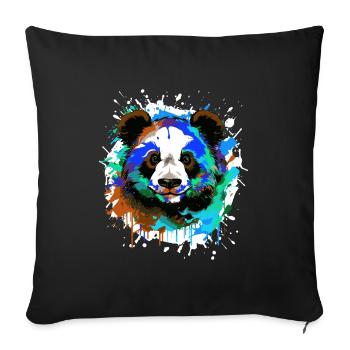 Portrait De Tête De Panda Coloré - Housse de coussin décorative 45 x 45 cm - noir - Devant