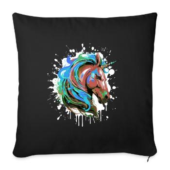 Unicorn Head Portrait Colorful - Sofa pillowcase 17,3'' x 17,3'' (45 x 45 cm) - black - Front