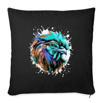 Rooster Head Portrait Colorful - Sofa pillowcase 17,3'' x 17,3'' (45 x 45 cm) - black - Front