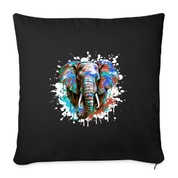 Elephant Head Portrait Colorful - Sofa pillowcase 17,3'' x 17,3'' (45 x 45 cm) - black - Front