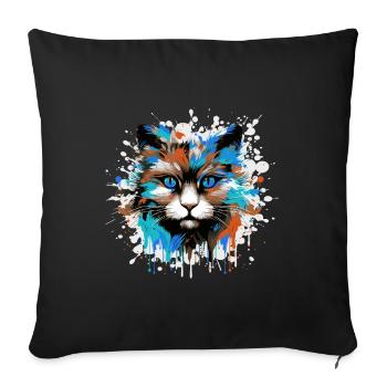 Cat Head Portrait Colorful - Sofa pillowcase 17,3'' x 17,3'' (45 x 45 cm) - black - Front