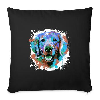 Golden Retriever Dog Head Portrait Colorful - Sofa pillowcase 17,3'' x 17,3'' (45 x 45 cm) - black - Front