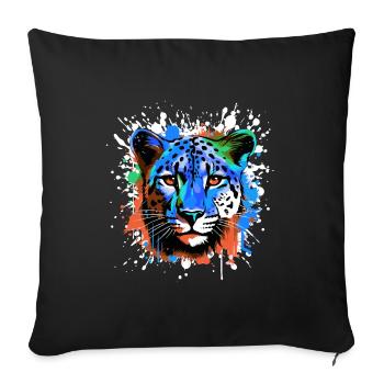Cheetah Head Portrait Colorful - Sofa pillowcase 17,3'' x 17,3'' (45 x 45 cm) - black - Front