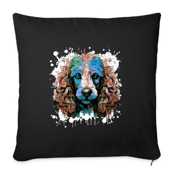 Poodle Dog Head Portrait Colorful - Sofa pillowcase 17,3'' x 17,3'' (45 x 45 cm) - black - Front