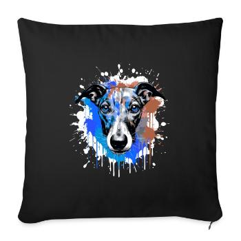 Greyhound Dog Head Portrait Colorful - Sofa pillowcase 17,3'' x 17,3'' (45 x 45 cm) - black - Front