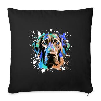 Great Dane Dog Head Portrait Colorful - Sofa pillowcase 17,3'' x 17,3'' (45 x 45 cm) - black - Front