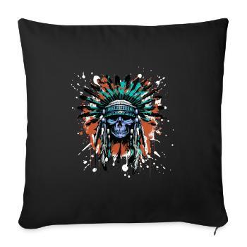 Apache Crâne Indien Coloré - Housse de coussin décorative 45 x 45 cm - noir - Devant