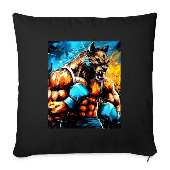 Combattant de boxeur loup - Housse de coussin décorative 45 x 45 cm - noir - Devant