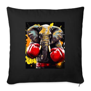 Combattant de boxeur éléphant - Housse de coussin décorative 45 x 45 cm - noir - Devant