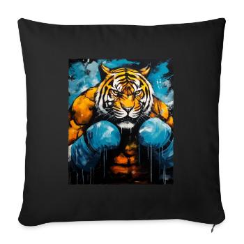 Combattant de boxeur tigre - Housse de coussin décorative 45 x 45 cm - noir - Devant