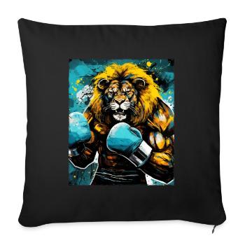 Combattant de boxeur lion - Housse de coussin décorative 45 x 45 cm - noir - Devant