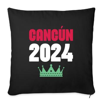 Cancún 2024 Mexique - Housse de coussin décorative 45 x 45 cm - noir - Devant