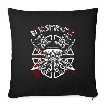 Berserker, Crâne, Hache, Runes, Viking, Nordique - Housse de coussin décorative 45 x 45 cm - noir - Devant