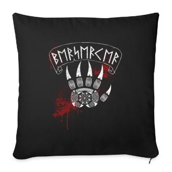 Griffe d’ours berserker et runes - Housse de coussin décorative 45 x 45 cm - noir - Devant