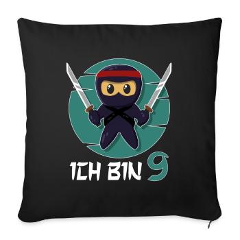 Ich Bin 9 Ninja 9. Geburtstag Jungen 9. Geburtstag - Sofakissenbezug 45 x 45 cm - Schwarz - Vorne