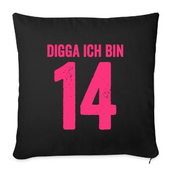 Digga Je suis 14 ans fille 14e anniversaire Dame - Housse de coussin décorative 45 x 45 cm - noir - Devant
