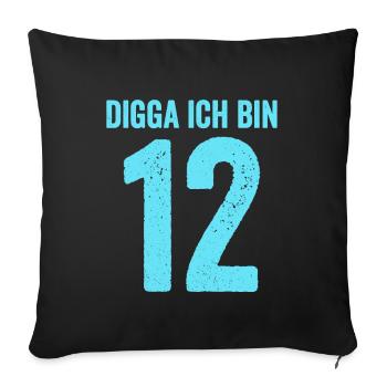 Blue Digga I'm 12 Year Old Boy 12th Birthday - Sofa pillowcase 17,3'' x 17,3'' (45 x 45 cm) - black - Front