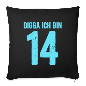 Blue Digga J’ai 14 Ans Garçon 14e Anniversaire - Housse de coussin décorative 45 x 45 cm - noir - Devant