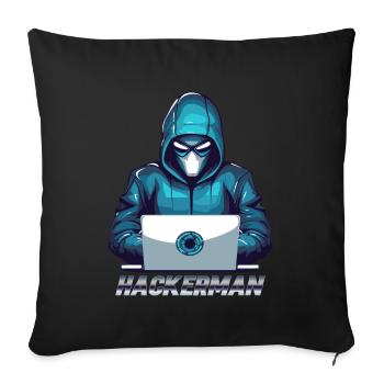 hacker meme cybersécurité piratage hackman - Housse de coussin décorative 45 x 45 cm - noir - Devant