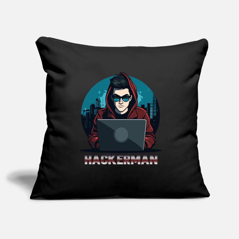 Cool Hacker Codage Spécialiste de l’informatique Hackerman Housse de coussin décorative 45 x 45 cm