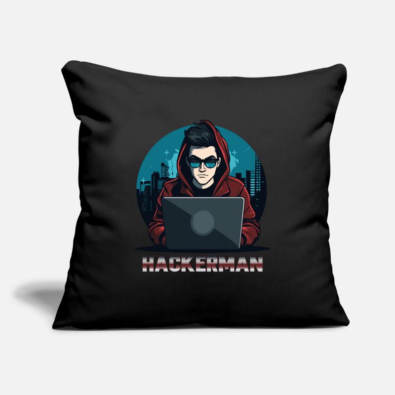 Cool Hacker Codage Spécialiste de l’informatique Hackerman Housse de coussin décorative 45 x 45 cm