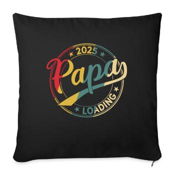 Papa 2025 Loading Retro Werdender Papa 2025 - Sofakissenbezug 45 x 45 cm - Schwarz - Vorne