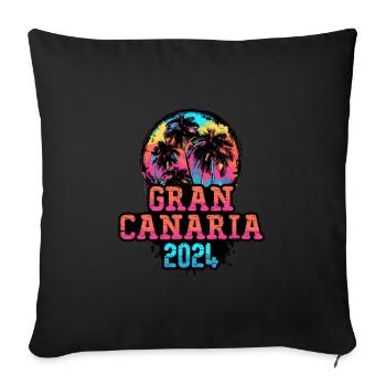 Gran Canaria 2024 Team Palm Trees Multicolored - Sofa pillowcase 17,3'' x 17,3'' (45 x 45 cm) - black - Front
