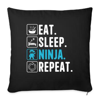 Eat Sleep Ninja Repeat Ninja Karate Boy Ninja - Sofa pillowcase 17,3'' x 17,3'' (45 x 45 cm) - black - Front