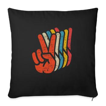 Peace Sign V Hand Peace Retro Peace - Sofa pillowcase 17,3'' x 17,3'' (45 x 45 cm) - black - Front