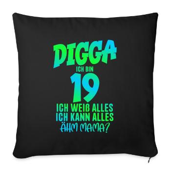 19e anniversaire Digga J’ai 19 ans Je peux tout faire - Housse de coussin décorative 45 x 45 cm - noir - Devant