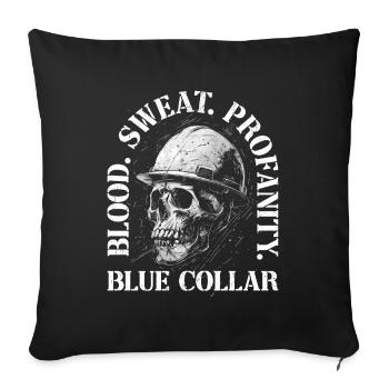 Construction Worker Skull Blood Sweat Blue Collar - Sofa pillowcase 17,3'' x 17,3'' (45 x 45 cm) - black - Front