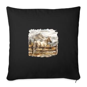 Horse In The Mountain Landscape - Sofa pillowcase 17,3'' x 17,3'' (45 x 45 cm) - black - Front