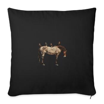 Cheval avec des oiseaux sur le dos - Housse de coussin décorative 45 x 45 cm - noir - Devant