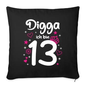 Pink Digga I'm 13 Girl 13th Birthday - Sofa pillowcase 17,3'' x 17,3'' (45 x 45 cm) - black - Front