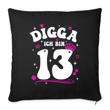 Girl 13th Birthday Girl Digga I'm 13 - Sofa pillowcase 17,3'' x 17,3'' (45 x 45 cm) - black - Front