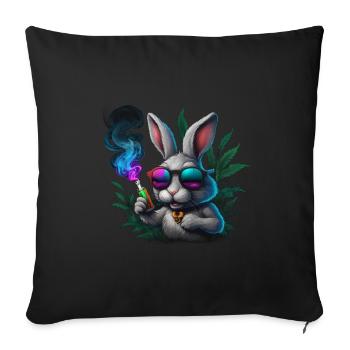 Cool bunny with sunglasses and smoke - Sofa pillowcase 17,3'' x 17,3'' (45 x 45 cm) - black - Front