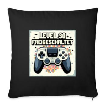 Manette de jeu déverrouillée de niveau 30 - Housse de coussin décorative 45 x 45 cm - noir - Devant