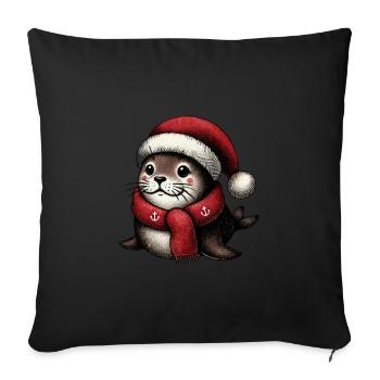 Cute Christmas seal motif - Sofa pillowcase 17,3'' x 17,3'' (45 x 45 cm) - black - Front