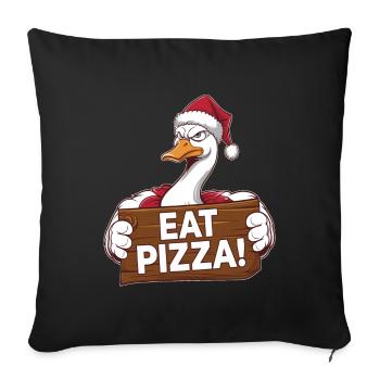 Christmas Duck says: Eat Pizza - Sofa pillowcase 17,3'' x 17,3'' (45 x 45 cm) - black - Front