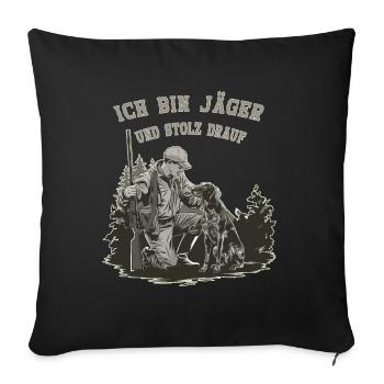 Je suis un chasseur et fier de l’aventure dans la nature - Housse de coussin décorative 45 x 45 cm - noir - Devant