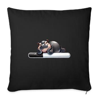 Hippopotame paresseux Barre de chargement Humour - Housse de coussin décorative 45 x 45 cm - noir - Devant