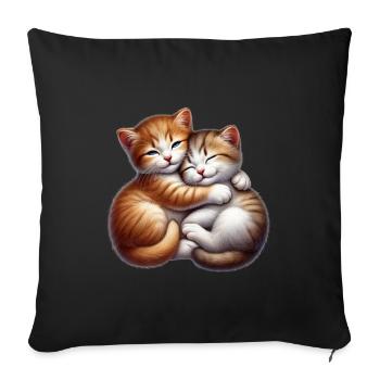 Deux chatons câlins dans une étreinte affectueuse - Housse de coussin décorative 45 x 45 cm - noir - Devant