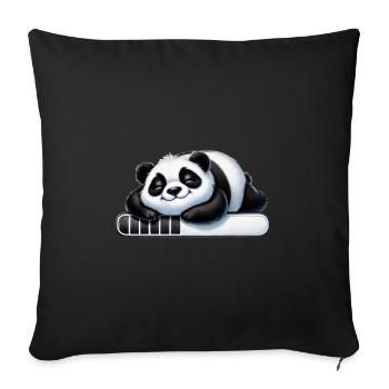 Cute panda sleeping on loading bar - Sofa pillowcase 17,3'' x 17,3'' (45 x 45 cm) - black - Front