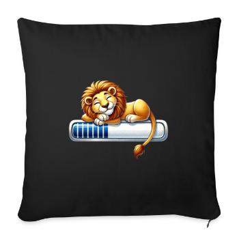 Cute Sleeping Lion on Loading Bar - Sofa pillowcase 17,3'' x 17,3'' (45 x 45 cm) - black - Front