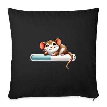Souris détendue sur la barre de chargement - Housse de coussin décorative 45 x 45 cm - noir - Devant