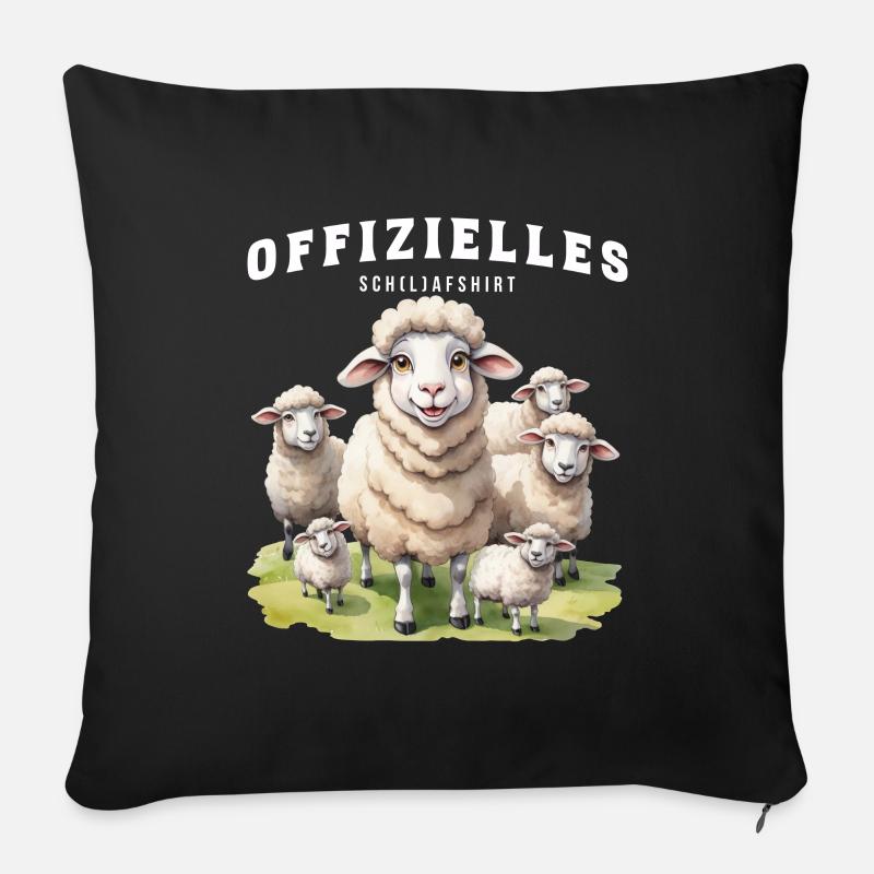 (l)afshirt officiel Funny Sheep - Housse de coussin décorative 45 x 45 cm - noir