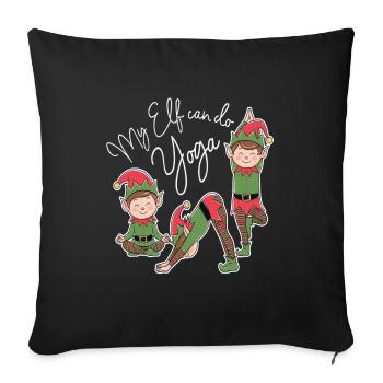Mon lutin peut faire du yoga Yoga de Noël - Housse de coussin décorative 45 x 45 cm - noir - Devant